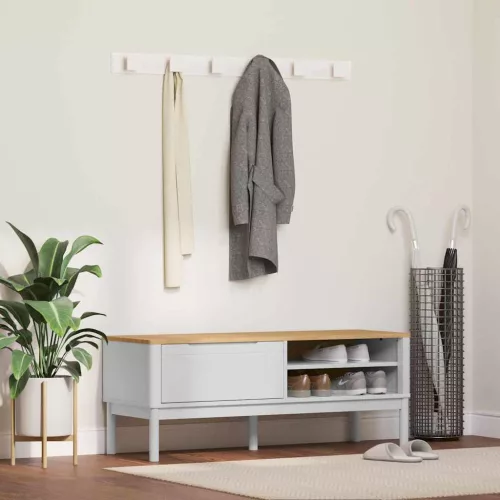 vidaXL Előszoba pad fiókkal FLORO Fehér 115 x 40 x 45 cm Tömör fenyőfa