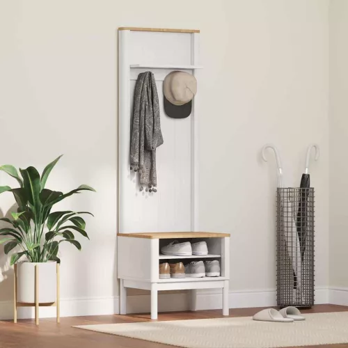 vidaXL Előszobafal FLORO Fehér 50 x 40 x 158 cm Tömör fenyőfa