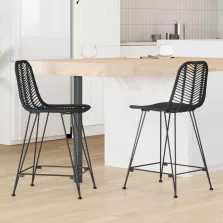   vidaXL Bárszék 2 pcs Fekete 44,5 x 54,5 x 97,5 cm Rattan és Vas