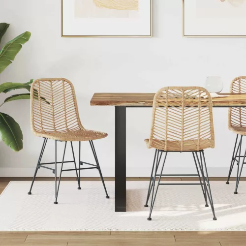 vidaXL Étkezőszék 2 pcs Természetes 44 x 47 x 85 cm Rattan és Vas