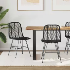   vidaXL Étkezőszék 2 pcs Fekete 44 x 47 x 85 cm Rattan és Vas