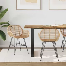  vidaXL Étkezőszék 2 pcs Természetes 55 x 50 x 74 cm Rattan és Vas