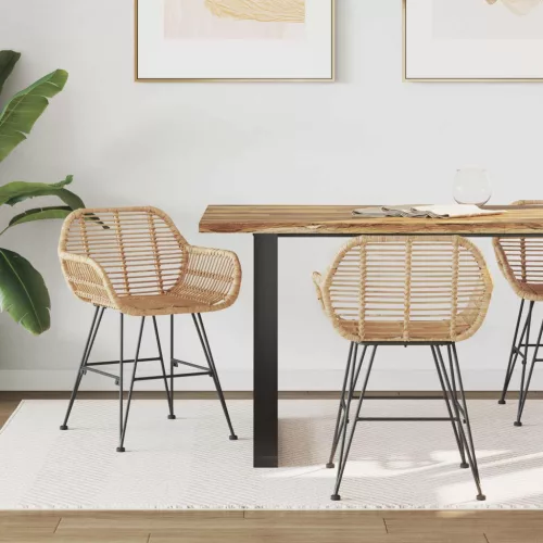 vidaXL Étkezőszék 2 pcs Természetes 55 x 50 x 74 cm Rattan és Vas