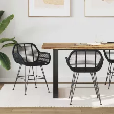   vidaXL Étkezőszék 2 pcs Fekete 55 x 50 x 74 cm Rattan és Vas