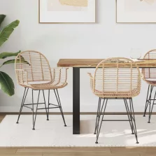   vidaXL Étkezőszék 2 pcs Természetes 44 x 44 x 74 cm Rattan és Vas