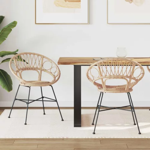 vidaXL Étkezőszék 2 pcs Természetes 49 x 51 x 81 cm Rattan és Vas