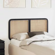 vidaXL Fejtámla fejtámlával Fekete 120 x 55 x 3 cm Rattan