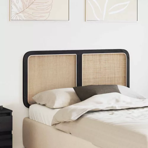 vidaXL Fejtámla fejtámlával Fekete 120 x 55 x 3 cm Rattan