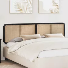 vidaXL Fejtámla fejtámlával Fekete 200 x 55 x 3 cm Rattan
