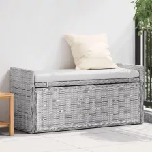   vidaXL Tárolópad párnával Fehér Mosás 110 x 40 x 50 cm Rattan