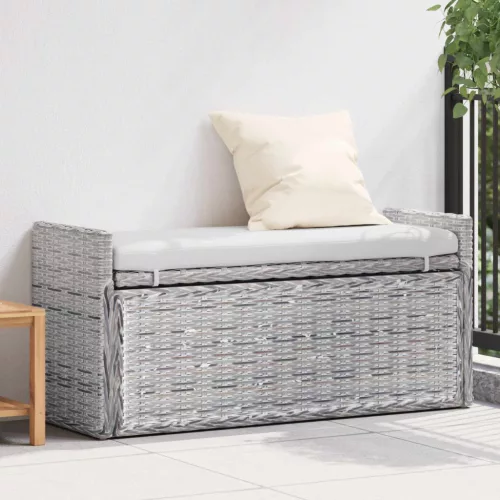vidaXL Tárolópad párnával Fehér Mosás 110 x 40 x 50 cm Rattan