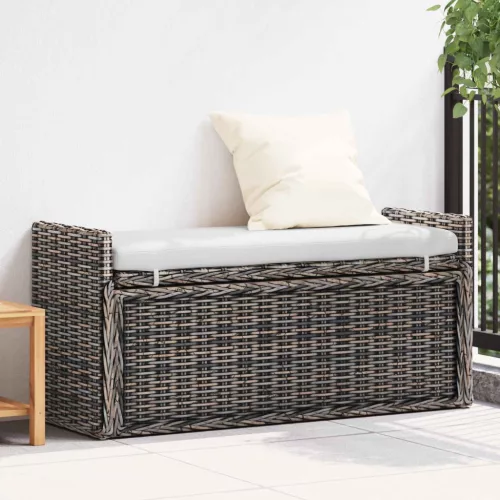 vidaXL Tárolópad párnával Fekete Mosás 110 x 40 x 50 cm Rattan
