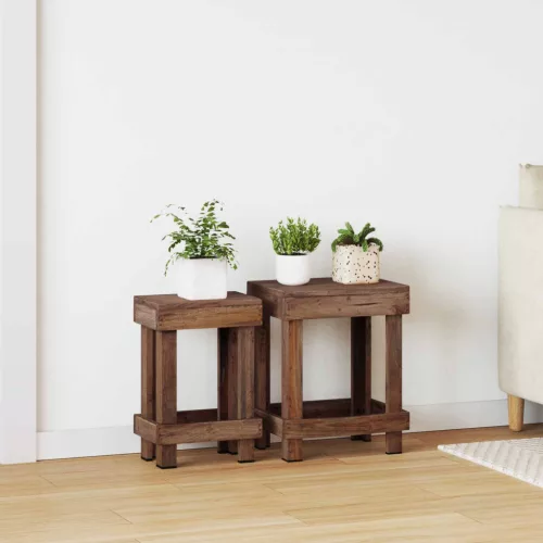 vidaXL Növényállvány 2 pcs Barna 70 x 11 x 27 cm Mahagóni fa