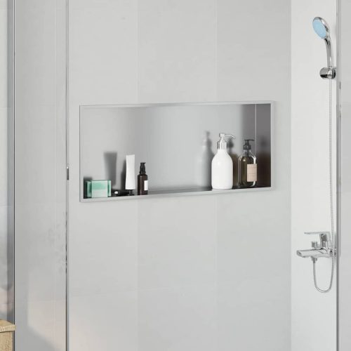vidaXL Zuhany Niche Ezüst 75 x 30 x 9.5 cm Rozsdamentes acél