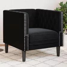   vidaXL Chesterfield Kanapé Szék Fekete 71 x 74.5 x 70.5 cm Bársony