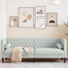   vidaXL Chesterfield kanapé Világosszürke 194 x 74.5 x 70.5 cm Bársony