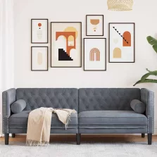  vidaXL Chesterfield kanapé Sötétszürke 194 x 74.5 x 70.5 cm Bársony
