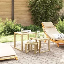 vidaXL Napozóasztal 3 pcs Barna 50.5 x 50 x 46 cm