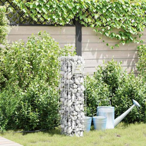 vidaXL Gabion Oszlop Ezüst 25 x 25 x 100 cm Rozsdamentes acél