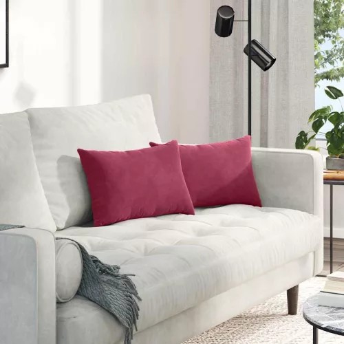 vidaXL Kanapé párnák 2 pcs bordó 50 x 30 cm Bársonyos szövet