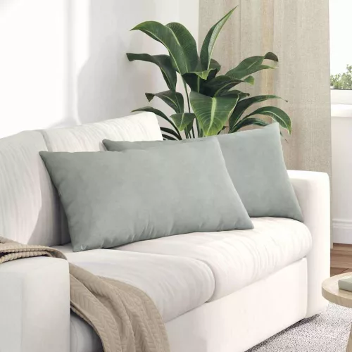 vidaXL Kanapé párnák 2 pcs Világosszürke 80 x 40 cm Bársonyos szövet