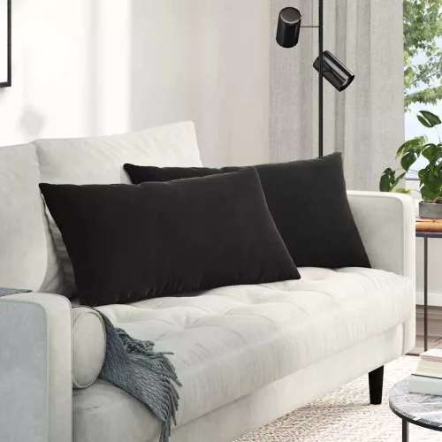 vidaXL Kanapé párnák 2 pcs Fekete 80 x 40 cm Bársonyos szövet
