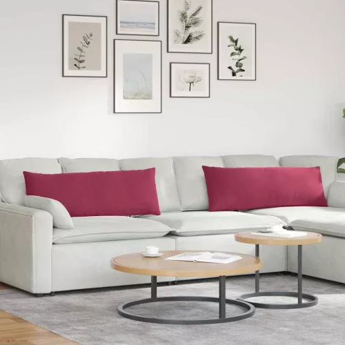 vidaXL Kanapé párnák 2 pcs Bordó 120 x 40 cm Bársonyos szövet