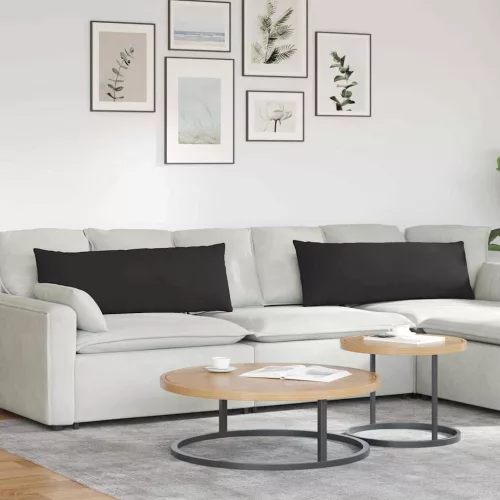 vidaXL Kanapé párnák 2 pcs Fekete 120 x 40 cm szövet