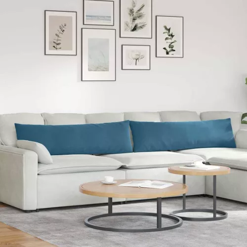 vidaXL Kanapé párnák 2 pcs Kék 145 x 40 cm Bársonyos szövet