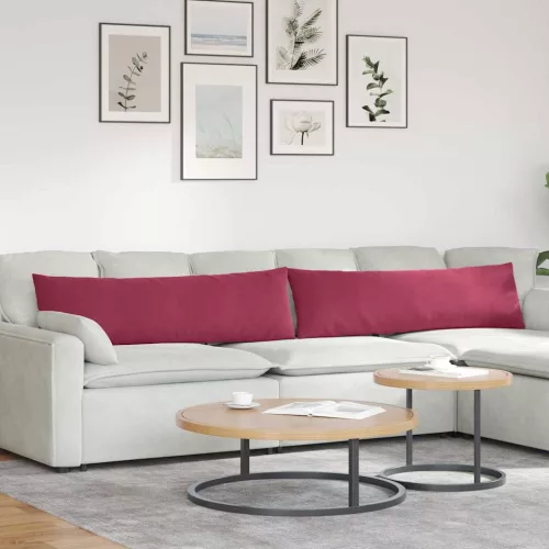 vidaXL Kanapé párnák 2 pcs Bordó 145 x 40 cm Bársonyos szövet
