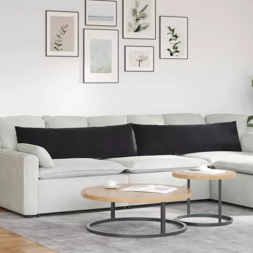 vidaXL Kanapé párnák 2 pcs Fekete 145 x 40 cm Bársonyos szövet