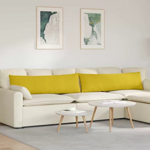 vidaXL Kanapé párnák 2 pcs Sárga 145 x 40 cm Bársonyos szövet