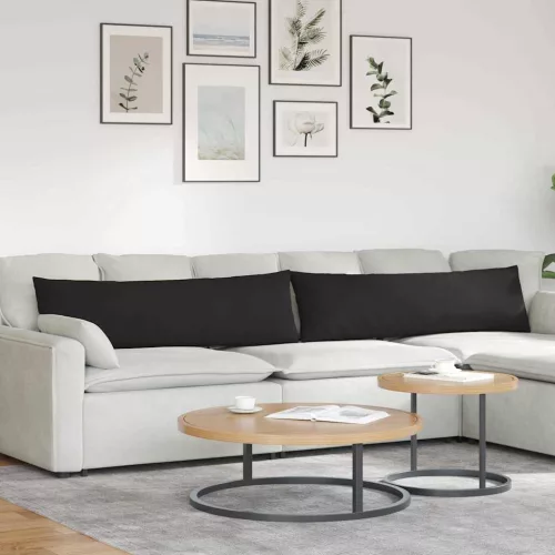 vidaXL Kanapé párnák 2 pcs Fekete 145 x 40 cm szövet