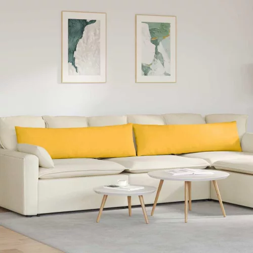 vidaXL Kanapé párnák 2 pcs Világos sárga 145 x 40 cm Bársonyos szövet