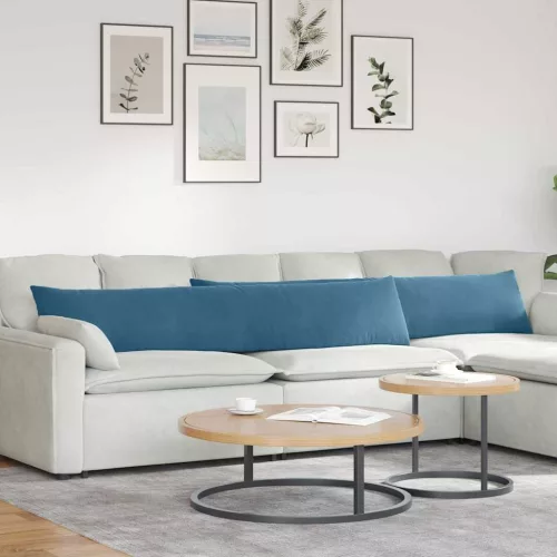 vidaXL Kanapé párnák 2 pcs Kék 200 x 40 cm Bársonyos szövet