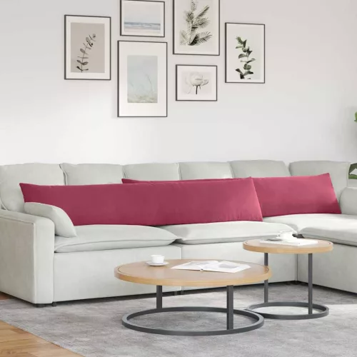 vidaXL Kanapé párnák 2 pcs Bordó 200 x 40 cm Bársonyos szövet