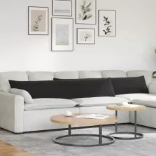   vidaXL Kanapé párnák 2 pcs Fekete 200 x 40 cm Bársonyos szövet