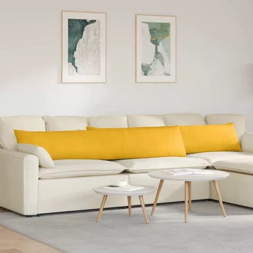 vidaXL Kanapé párnák 2 pcs Világos sárga 200 x 40 cm Bársonyos szövet