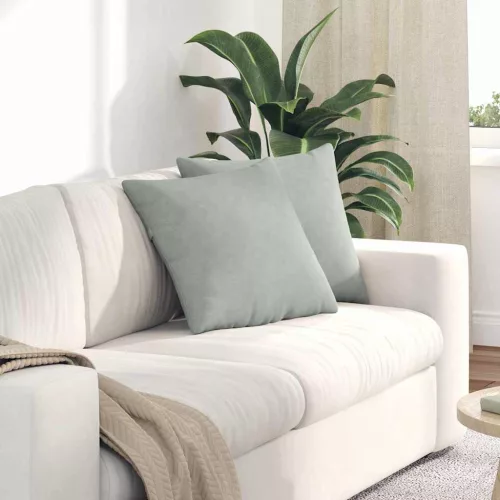 vidaXL Kanapé párnák 2 pcs Világosszürke 45 x 45 cm Bársonyos szövet