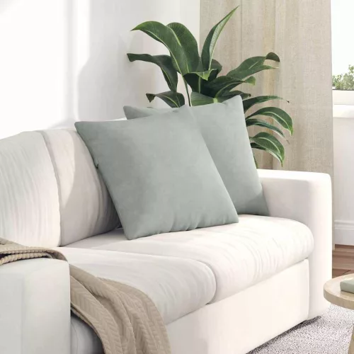 vidaXL Kanapé párnák 2 pcs Világosszürke 50 x 50 cm Bársonyos szövet