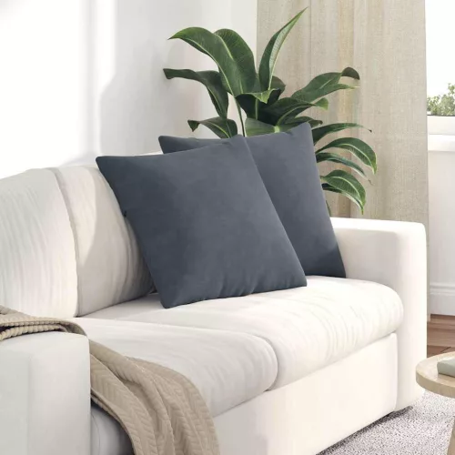 vidaXL Kanapé párnák 2 pcs Sötétszürke 50 x 50 cm Bársonyos szövet