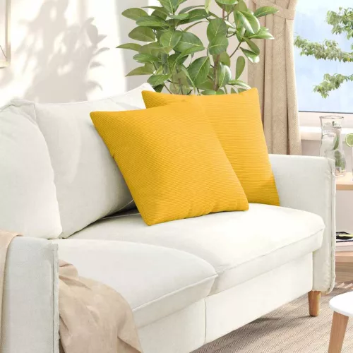 vidaXL Kanapé párnák 2 pcs Világos sárga 50 x 50 cm Bársonyos szövet