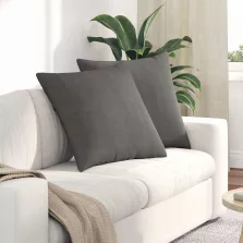   vidaXL Kanapé párnák 2 pcs Világosszürke 80 x 80 cm Bársonyos szövet
