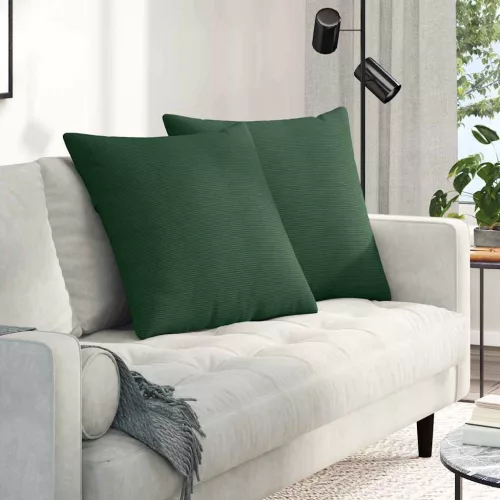 vidaXL Kanapé párnák 2 pcs Sötétzöld 80 x 80 cm Bársonyos szövet