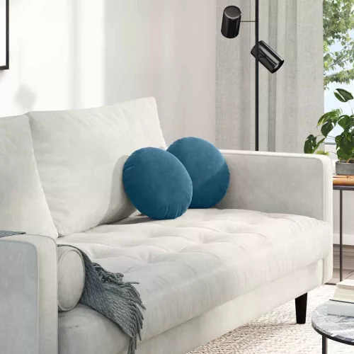 vidaXL Ülőpárnák 2 pcs Kék Ø 40 x 13 cm Bársony