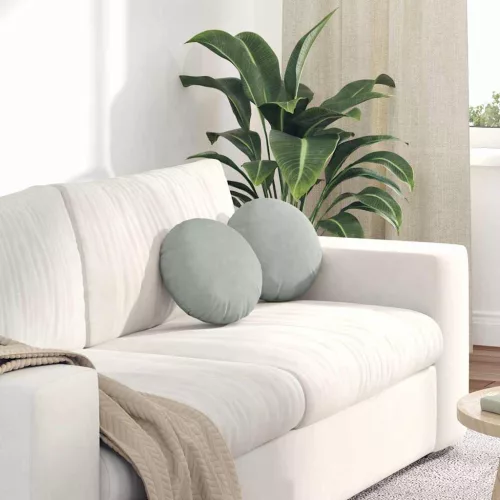 vidaXL Ülőpárnák 2 pcs Világosszürke Ø 40 x 13 cm Bársony