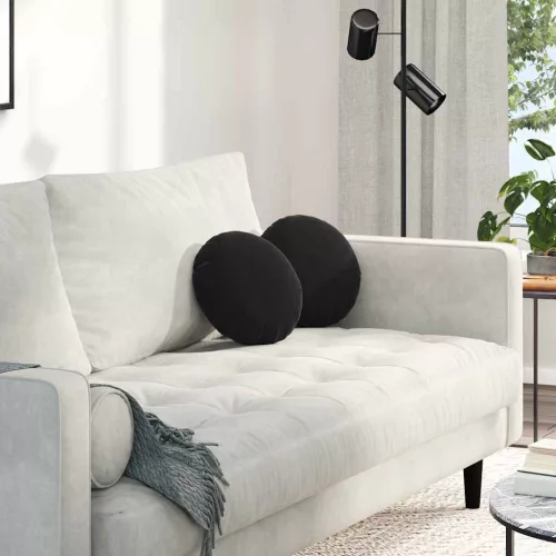 vidaXL Ülőpárnák 2 pcs Fekete Ø 40 x 13 cm Bársony