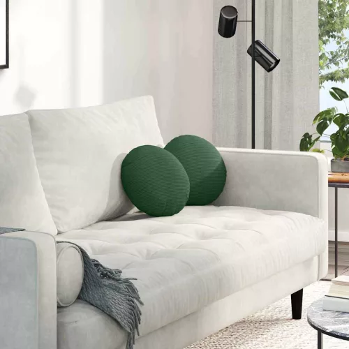 vidaXL Ülőpárnák 2 pcs Sötétzöld Ø 30 cm Bársonyos szövet
