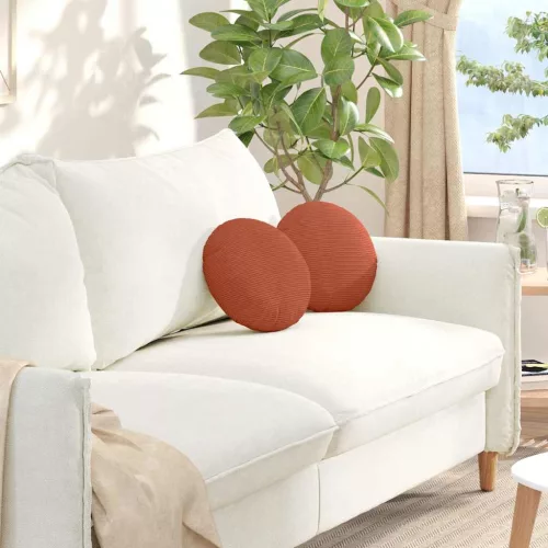 vidaXL Ülőpárnák 2 pcs Piros Narancs Ø 30 cm Bársonyos szövet