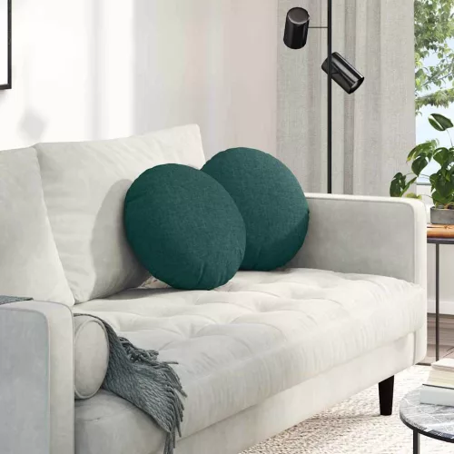 vidaXL Ülőpárnák 2 pcs Sötétzöld Ø40 x 13 cm szövet